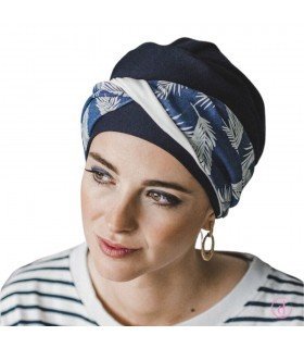 Turbante oncológico Elegance Denim Palms