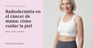 Mujer sonriendo con el sujetador blanco Top Vidabra de MUVU para radioterapia