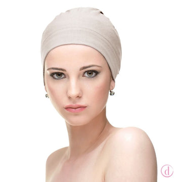 Gorro oncológico NATALIA algodón para dormir beige claro