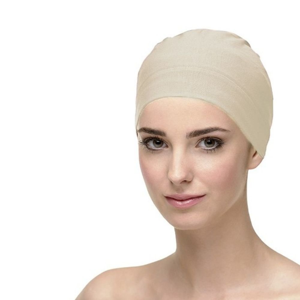 Gorro oncológico NATALIA algodón para dormir beige oscuro