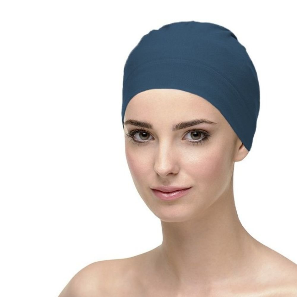 Gorro oncológico NATALIA algodón para domir índigo