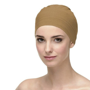 Gorro oncológico NATALIA algodón para domir Camel