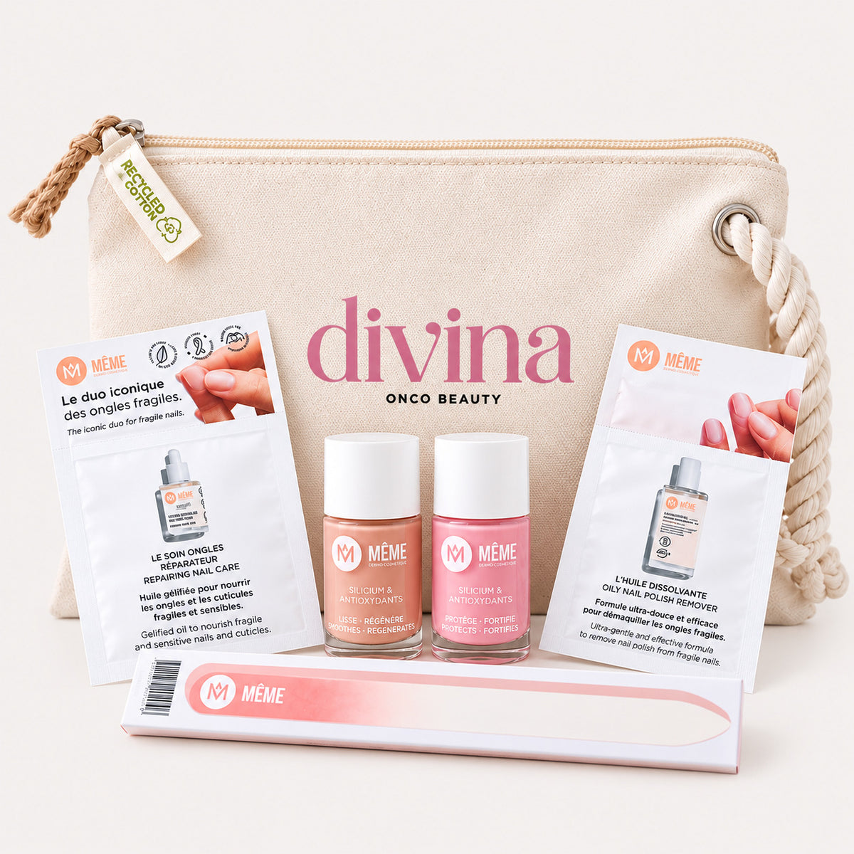 Kit fortalecedor de uñas Divina con productos MÊME Cosmetics