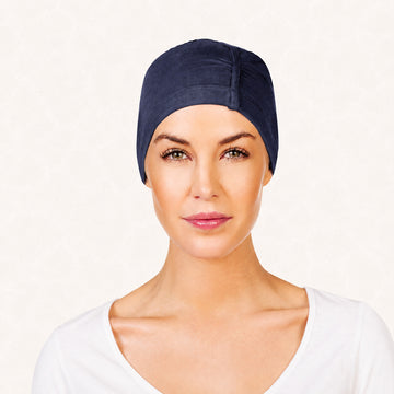 Chandra Night Cap Blue Melange gorrito de dormir de bambú Christine Headwear color azul jaspeado