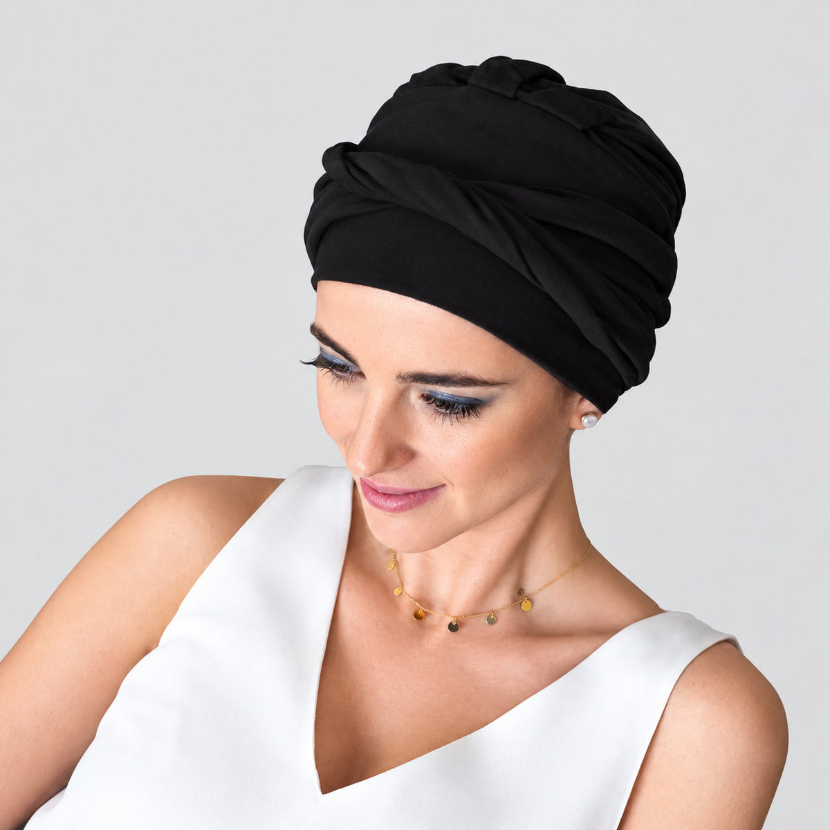 Turbante oncológico Confort bambú negro de Carebell