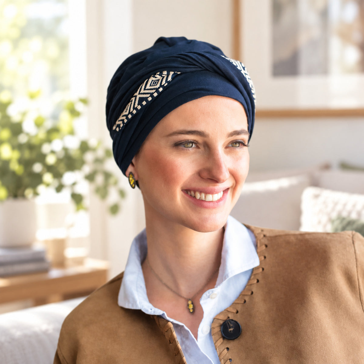 Turbante oncológico Confort Ikat Navy Carebell