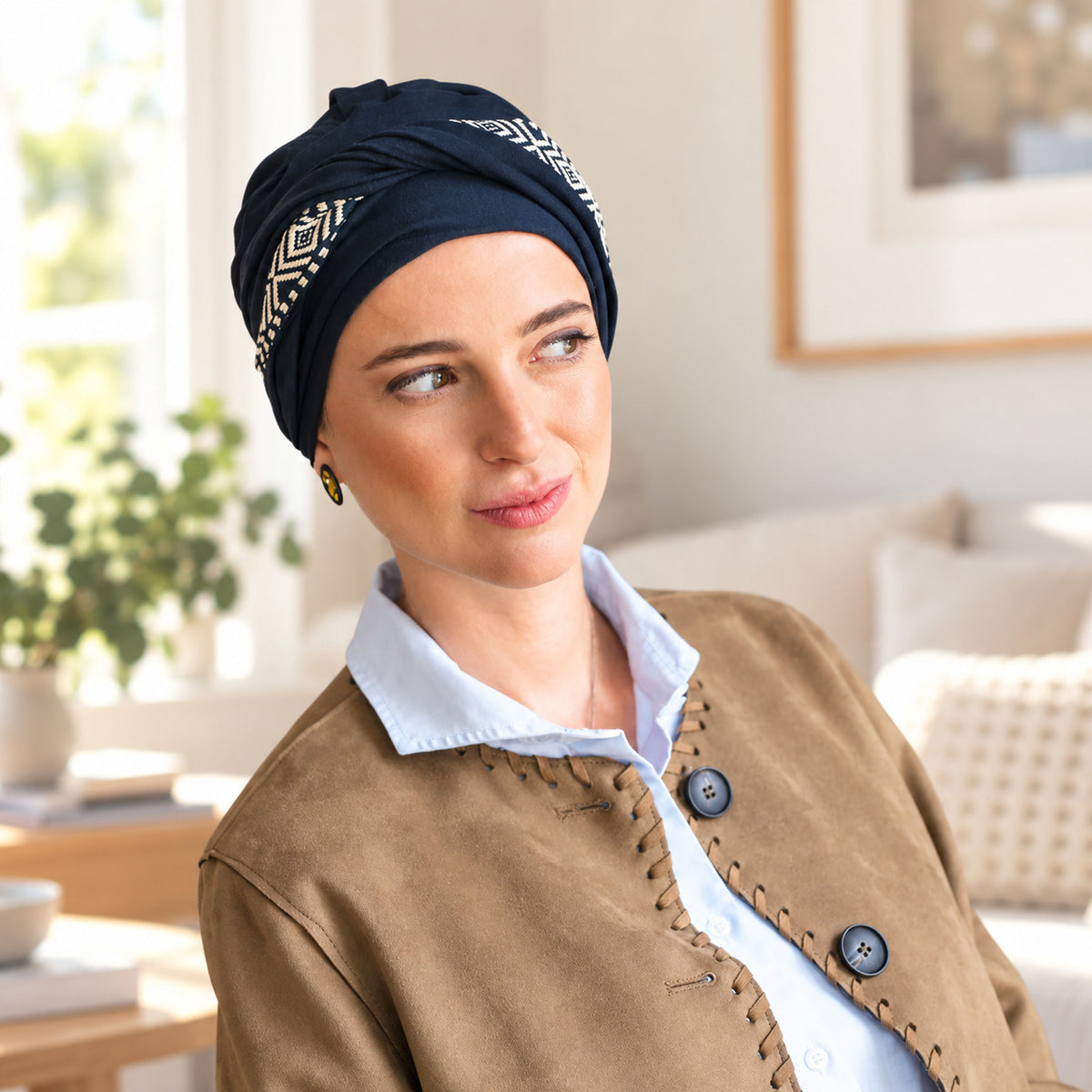Turbante oncológico Confort Ikat Navy Carebell