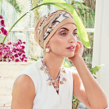 Scarlett Boho Turban Set 2 en 1  Toffee & Caramel Mix