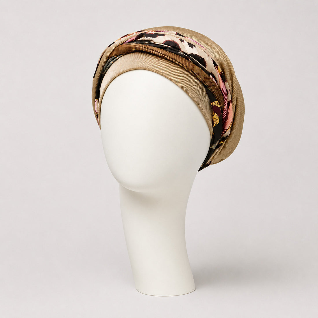 Scarlett Boho Turban Set 2 en 1  Dark Beige & Exotic Mix