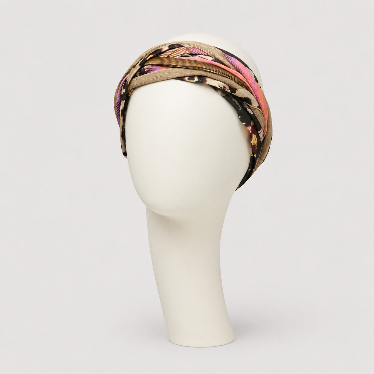 Scarlett Boho Turban Set 2 en 1  Dark Beige & Exotic Mix