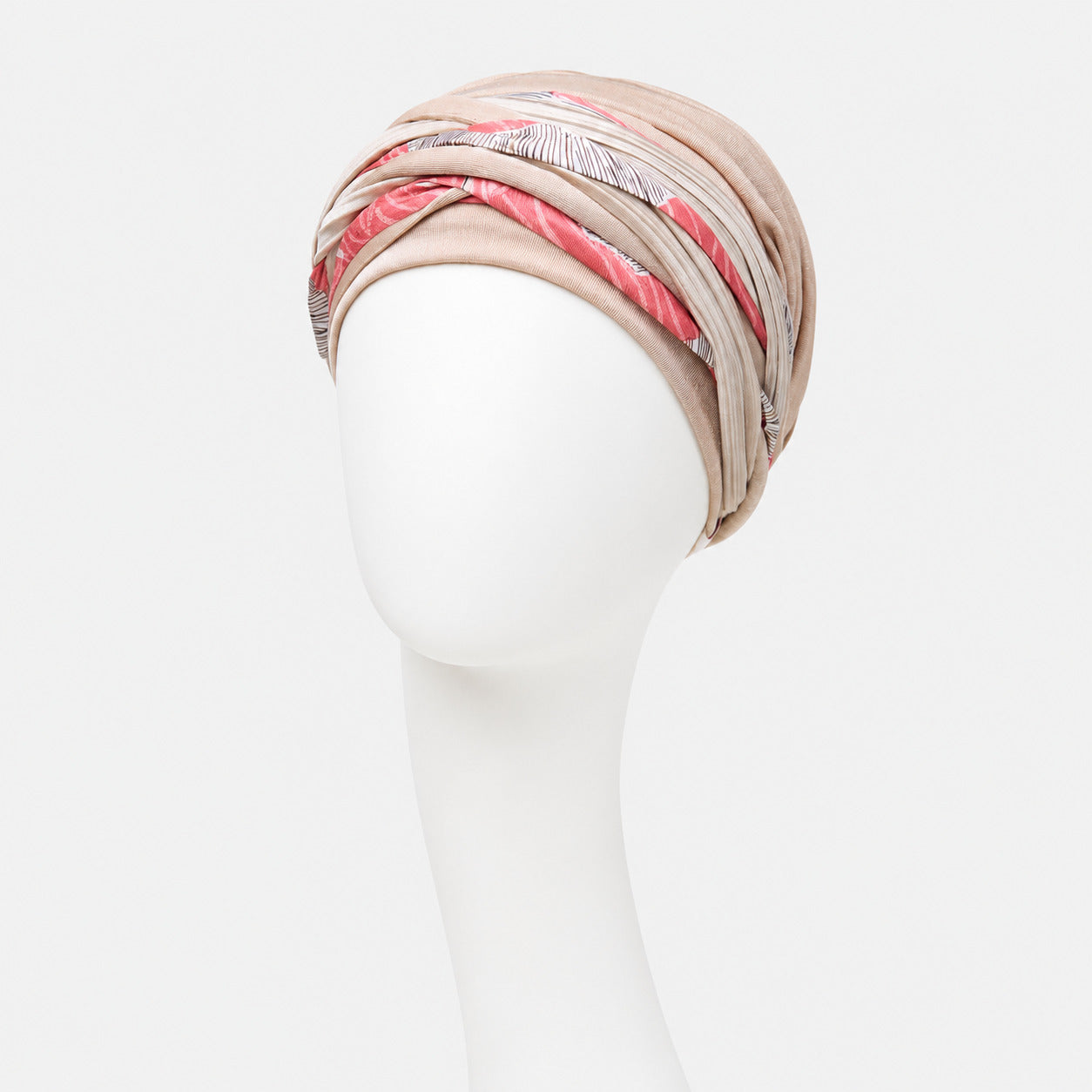 Scarlett Boho Turban Set Soft Beige & Red Glam Mix | Turbante oncológico 2 en 1