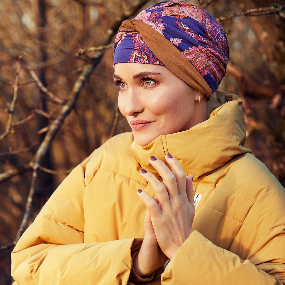 Shakti Turban 0794 Paisley Swirls | Turbante oncológico de bambú con banda reversible