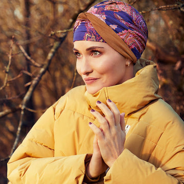 Shakti Turban 0794 Paisley Swirls | Turbante oncológico de bambú con banda reversible