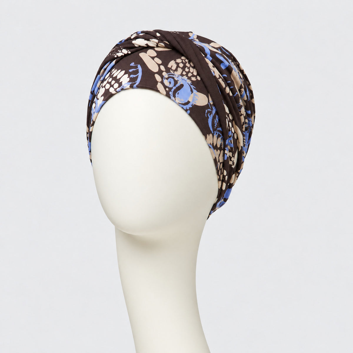 Shakti Autumn Blues 0795 | Turbante oncológico de bambú con banda reversible