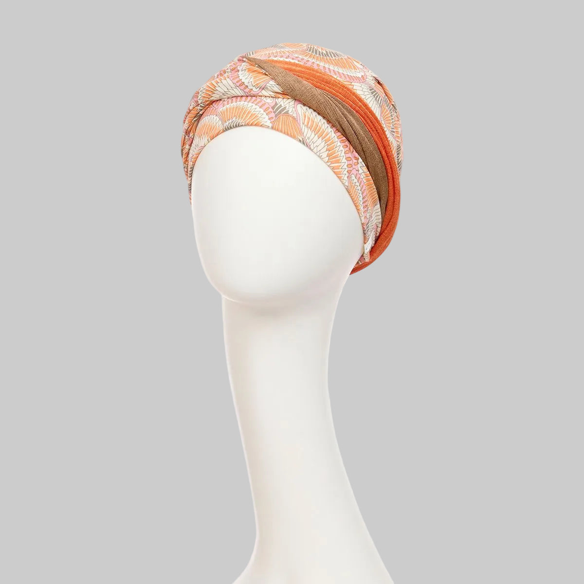 Shakti Turban 1418-4022 Orange Elements | Turbante oncológico de bambú con banda reversible