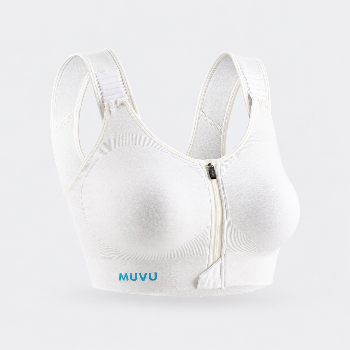 Sujetador Top Vidabra Zip blanco con cremallera frontal para mastectomía