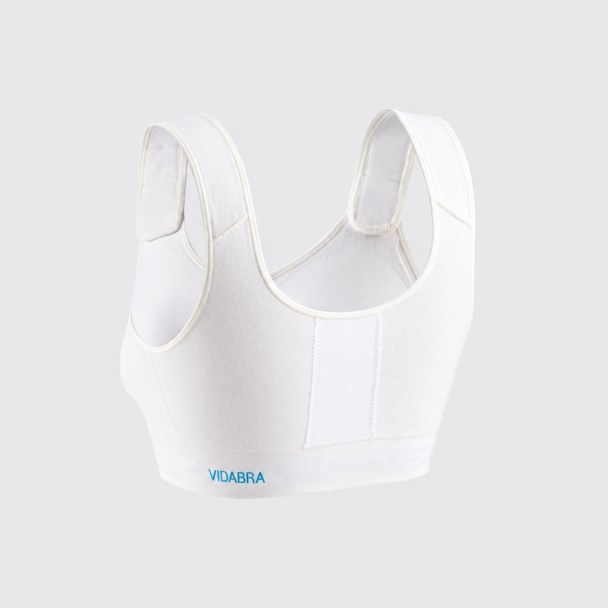 Sujetador Top Vidabra Zip blanco parte espalda con cremallera frontal para mastectomía
