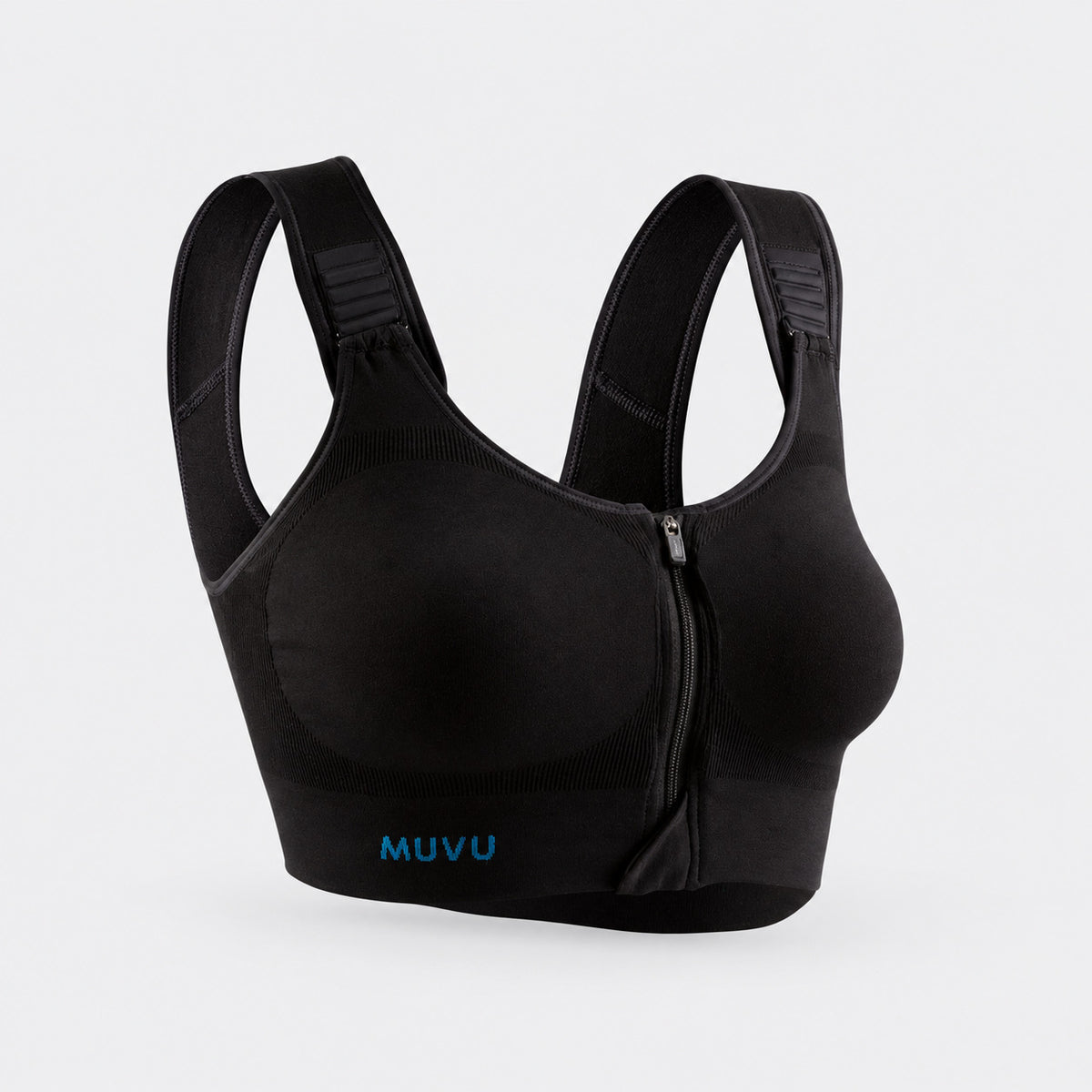 Sujetador Top Vidabra Zip negro con cremallera frontal para mastectomía