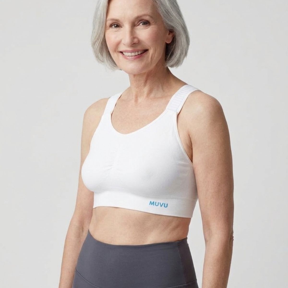 Sujetador Top Vidabra para radioterapia Zip blanco, de MUVU