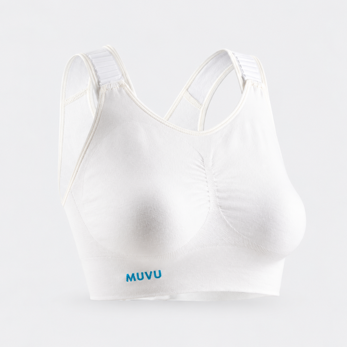 Sujetador Top Vidabra Zip blanco radioterapia, de MUVU