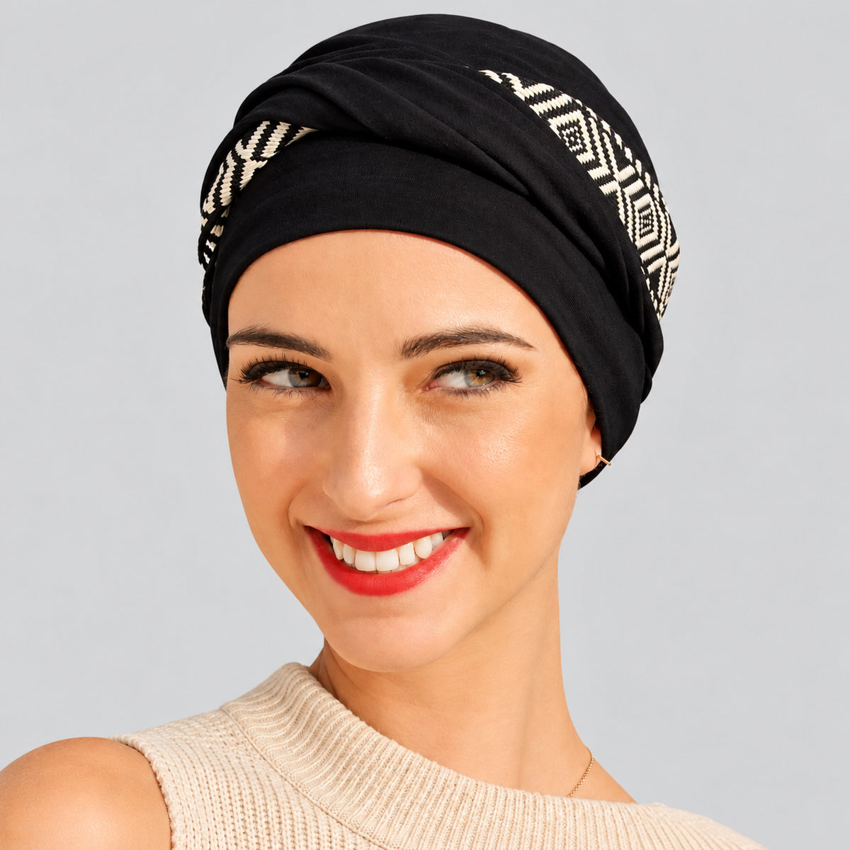 Turbante oncológico Confort Ikat Negro