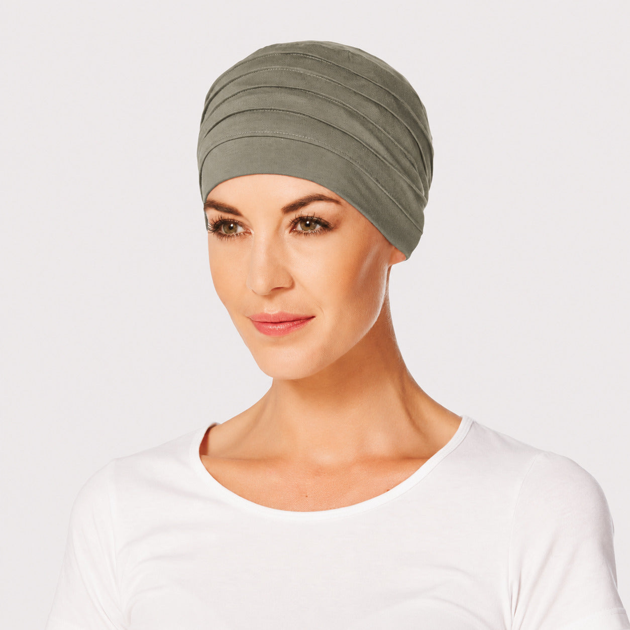 Yoga Turban Brown Green turbante oncológico de bambú Christine Headwear en tonos marrón y verde