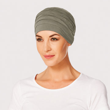 Yoga Turban Brown Green turbante oncológico de bambú Christine Headwear en tonos marrón y verde